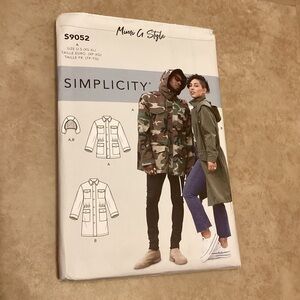 New Simplicity Pattern S9052 Unisex Jacket with Detachable Hood